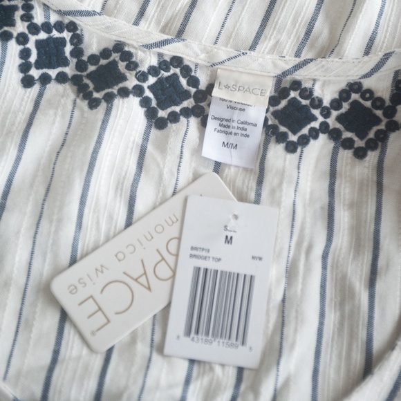 NWT L*Space Embroidered Tassel Tie Sides Bridget Top - Picture 4 of 9